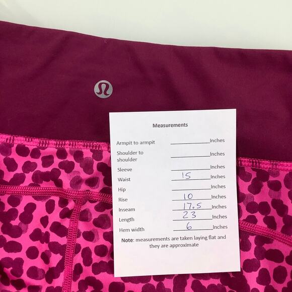 Lululemon Run Top Speed Crop Ace Spot Jewelled Magenta Leggings SZ 8 EUC - Picture 9 of 10